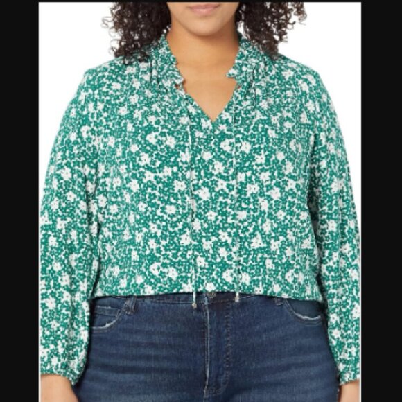 Tommy Hilfiger Tops - Tommy Hilfiger Women's Plus Size Ruffle Neck Peasant Top Floral 1X NWOT
